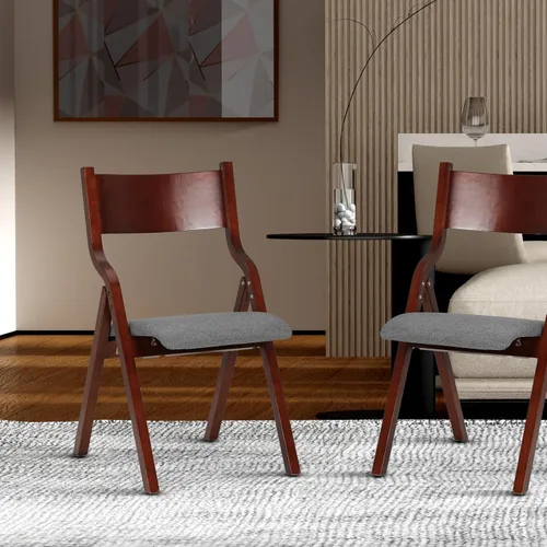 Miniatura 8 de OS MOTOR Juego de 2 sillas plegables con asiento acolchado, sillas de comedor portátiles con respaldo y cojín de diseño ergonómico, para comedor