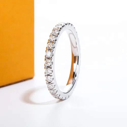 Miniatura 3 de Anillos de Eternidad de Moissanita 1cttw Color D Claridad VVS1 Corte Redondo Brillante Plata de Ley S925 Apilables Bandas de Boda y Aniversario
