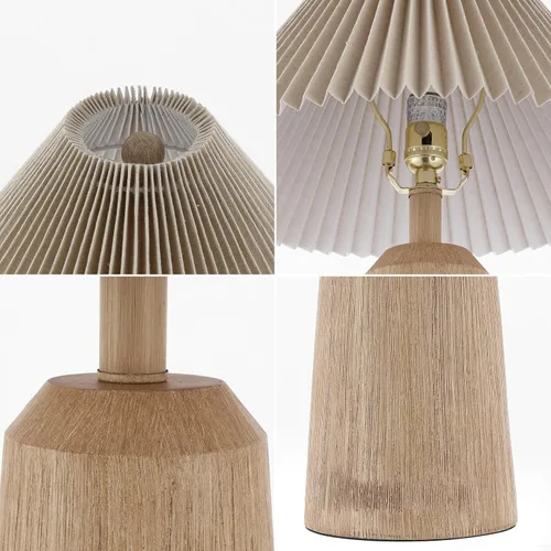 Miniatura 6 de JONATHAN Y JYL1146A Arvid 20.5" lámpara de mesa LED estilo faro escandinavo rústico de resina/hierro con pantalla plisada, acabado en madera beige