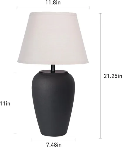 Miniatura 5 de YEPDIN TL3 - Lámpara de mesa de cerámica de 21.25 pulgadas, compacta y esmerilada, pantalla de tela cónica, decoración de cerámica para sala