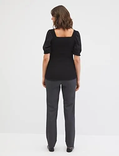 Miniatura 4 de Motherhood Maternity Pantalón de pierna recta bi-elástico para mujer, ajuste secreto