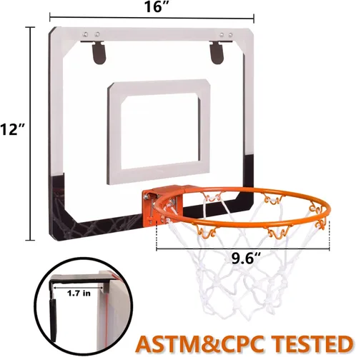 Miniatura 2 de NI-ROU Mini aro de baloncesto para interiores para niños, mini aro de baloncesto con marcador electrónico y 2 bolas, aro de baloncesto sobre