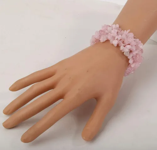 Miniatura 2 de YACQ Pulsera elástica con cuentas de piedras preciosas que se adapta a varios tamaños de muñeca, pulsera de 5 capas de piedra natal y chakra