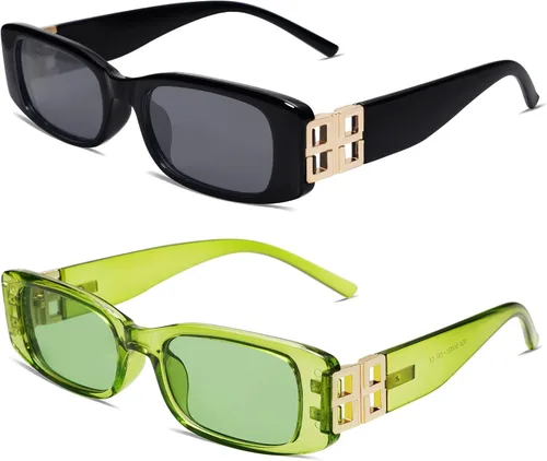 Miniatura 20 de Allarallvr Lentes de sol rectangulares para mujer, estilo retro de los años 90, Y2K, clásicos, vintage, cuadrados, AR82037