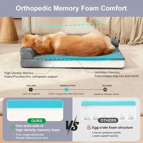 Miniatura 5 de Rainmr Camas ortopédicas para perros grandes, camas de espuma viscoelástica para perros de tamaño grande, funda extraíble lavable, parte inferior