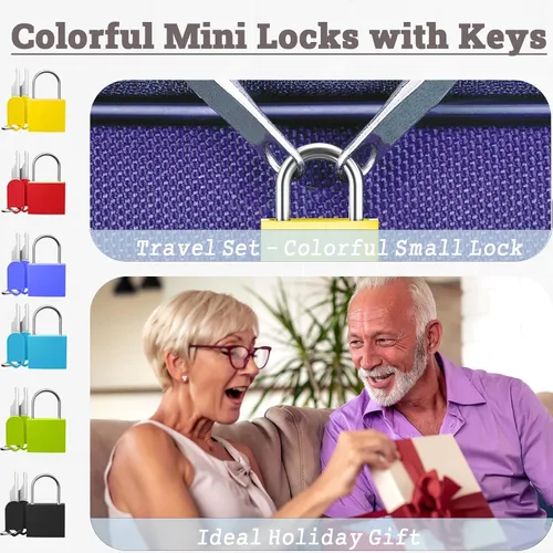 Miniatura 5 de Paquete de 6 mini candados con llaves, cerraduras pequeñas impermeables de aleación de cobre y zinc, cerraduras pequeñas inastillables y resistentes