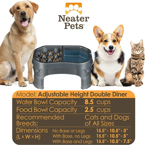 Miniatura 2 de Neater Pet Brands Comedero elevado para alimentación lenta más ordenada Cuenco elevado para alimentos para perro con altura ajustable