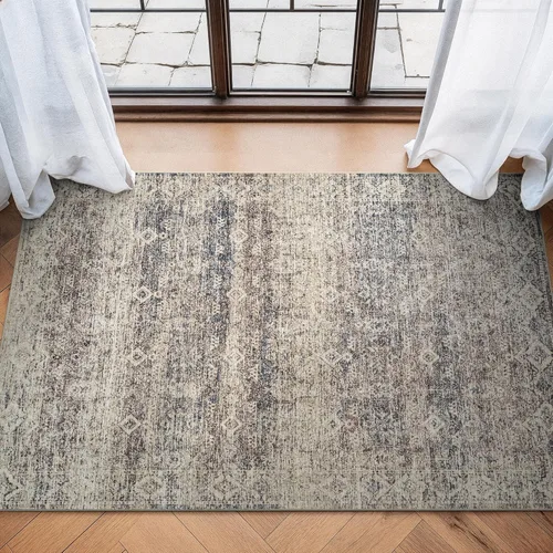 Miniatura 61 de Bloom Rugs Caria Alfombra Lavable Antideslizante de 7 pies - Azul/Carbón Alfombra Tradicional para Entrada, Pasillo, Baño y Cocina - Tamaño Exacto