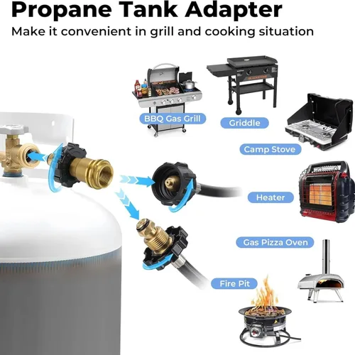Miniatura 5 de Adaptador universal de tanque de propano que convierte POL a QCC1 / Tipo 1, POL a conector de propano QCC