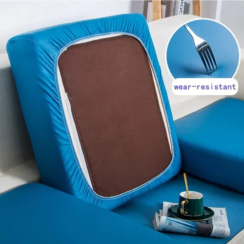 Miniatura 2 de Funda de piel sintética para sofá, funda elástica de cojín de 1/2/3/4 plazas, funda protectora impermeable de muebles para sofá, silla, asiento