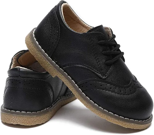 Miniatura 4 de Timatego Zapatos Oxford para niños y niñas, de piel sintética, con cordones, para la escuela, zapatos de vestir para bebés y niños pequeños