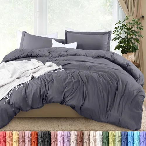 Miniatura 19 de Utopia Bedding Funda de edredón tamaño Queen – 1 funda de edredón con 2 fundas de almohada – Funda de edredón de 3 piezas con cierre de cremallera