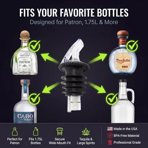 Miniatura 3 de Speed Pourer - Patron Pour Spout - Fabricado 100% en los Estados Unidos. Boquillas de barra de flujo libre que no gotean - Sin grietas, solo un