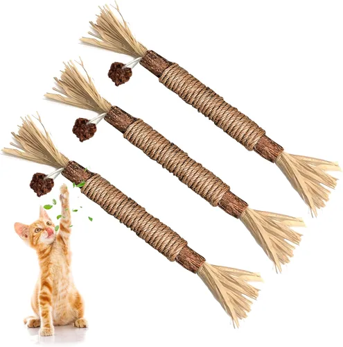 GBSYU Paquete de 3 Juguetes para Gatos Silvervine, Palos de Silvervines Juguetes para Gatos de Interior, Juguetes Masticables para Gatos y Gatitos