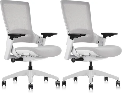 Miniatura 17 de CLATINA Silla de oficina ergonómica de tela con profundidad ajustable, altura del asiento, cabeza 2D, reposabrazos 3D y soporte lumbar, silla