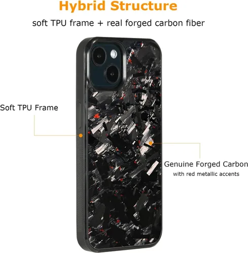 Miniatura 2 de Grip Series - Funda para iPhone 15 con fibra de carbono forjada real, diseño de bordes agarres, compatible con carga inalámbrica, compatible