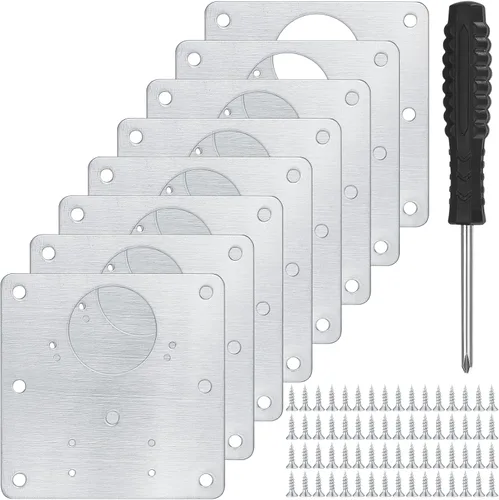 Kit de reparación de bisagras de gabinete, placa de soporte de fijación de acero inoxidable con tornillos/destornillador para muebles de puerta de