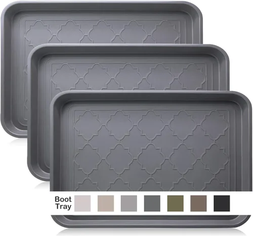 Miniatura 15 de Bandeja de botas para entrada en interiores, bandeja resistente para zapatos, 2 paquetes, 16.7 x 12.8 pulgadas, bandejas impermeables para zapatos