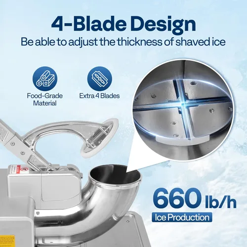 Miniatura 3 de VIVOHOME Trituradora de hielo comercial con cuatro cuchillas, máquina eléctrica para hacer cono de nieve, máquina de hielo afeitado de 350 W