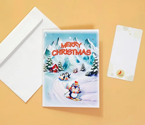 Miniatura 4 de CUTPOPUP Tarjeta de Navidad Pop Up, 3D Navidad, Feliz Navidad, Año Nuevo, Tarjetas de felicitación de vacaciones, Regalo (Pingüino Helado)
