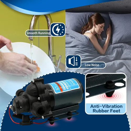 Miniatura 4 de Bomba de agua RV de 12 V CC, 3.0 GPM, bomba de diafragma de 45 PSI autocebante bajo demanda interruptor de presión integrado para barco, marina