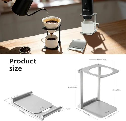 Miniatura 2 de Vierta sobre el soporte del gotero, soporte portátil y plegable para máquina de café expreso con fuera, soporte de café de oficina con base