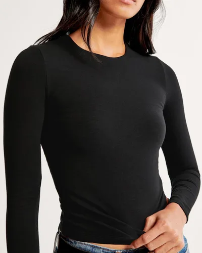 Miniatura 4 de Beumissy Camisas básicas de manga larga con cuello cuadrado para mujer, ajustadas, con doble forro