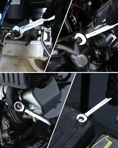 Miniatura 7 de WORKPRO Llave combinada de trinquete de 1/2 pulgada SAE, CR-V construida con cromado pulido espejo, diseño de 12 puntos, desplazamiento de 15 grados