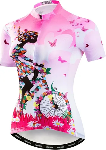 Miniatura 3 de Conjunto de ropa de ciclismo de manga corta con pantalones cortos acolchados de secado rápido para mujer
