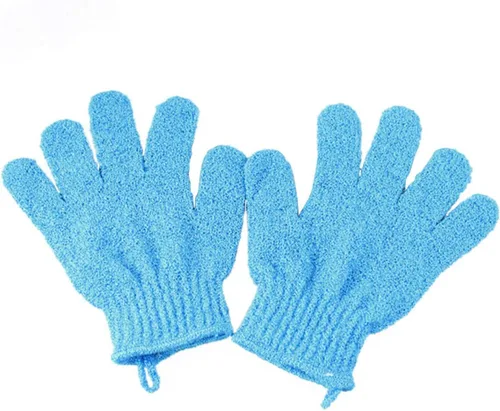 Miniatura 7 de FRCOLOR 1 par de guantes exfoliantes para el cuerpo, guantes de baño, guantes de baño, guantes de ducha, guantes de spa, toalla blanca exfoliante