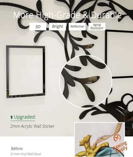 Miniatura 8 de DecorSmart Marco de fotos de árbol familiar de amor, collage extraíble 3D DIY acrílico decoración de pared pegatinas con cita inspiradora para sala