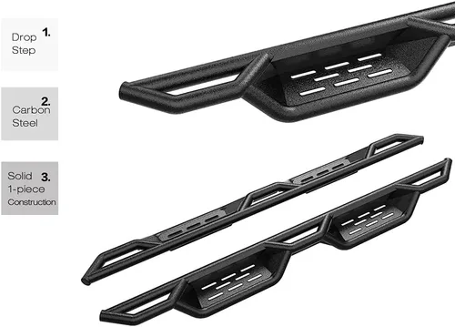 Miniatura 3 de APS Estribos tubulares negros de 6 pulgadas estilo desplegable, barras Nerf compatibles con Toyota Tacoma 2005-2023 doble cabina de tripulación