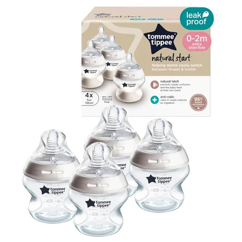 Tommee Tippee Natural Start - Biberones anticólicos de 5 onzas sin BPA para bebés, 0+ meses, tetina de flujo lento similar al pecho, Paquete
