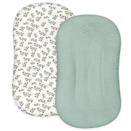 Miniatura 18 de Funda de muselina para tumbona de bebé suave de algodón orgánico, cubre para tumbona de recién nacido para bebés, niñas y niños (Azul)