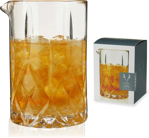 Viski Vaso Mezclador de Cristal para Cócteles - Jarra Mezcladora para Cócteles de Cristal con Diseño de Base Gruesa y Pico Vertedor Vasos de