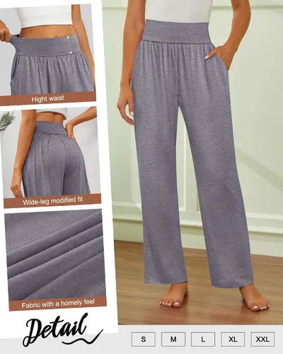 Miniatura 42 de Neer - Conjunto de 3 pantalones de yoga de pierna ancha para mujer - Pantalones deportivos cómodos, holgados, de cintura alta y casuales