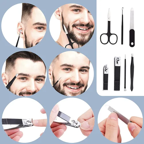 Miniatura 4 de Juego de cortaúñas profesional, kit de aseo de acero inoxidable, kit de manicura de viaje y pedicura, herramientas para el cuidado de uñas, kit