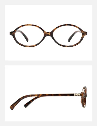 Miniatura 4 de Slocyclub - Lentes de bloqueo de luz azul de moda ovaladas para mujeres y hombres, anteojos vintage con armazón pequeño ovalado retro, Whiskey