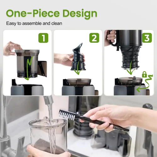 Miniatura 7 de Ventray Exprimidor de prensa en frío, máquina exprimidora lenta con canal de alimentación de 4.7 pulgadas de ancho para verduras y frutas enteras
