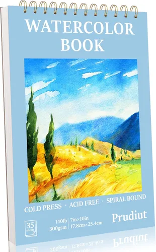 Miniatura 12 de 35 hojas de papel de acuarela de 9 x 12 pulgadas, 140 lb/300 GSM, papel de color de agua de prensa en frío, encuadernado en espiral, cuaderno