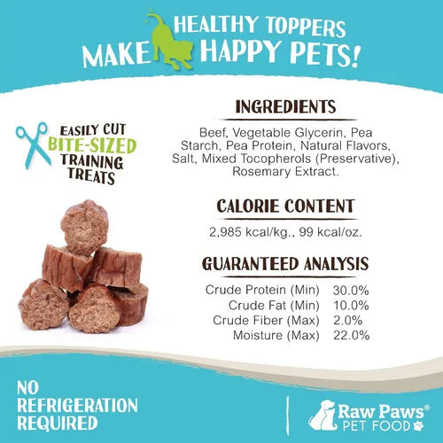 Miniatura 4 de Raw Paws Golosinas suaves sin granos para perros y gatos – Receta de ternera, 6 onzas – Golosinas para perros de carne seca hechas en Estados Unidos