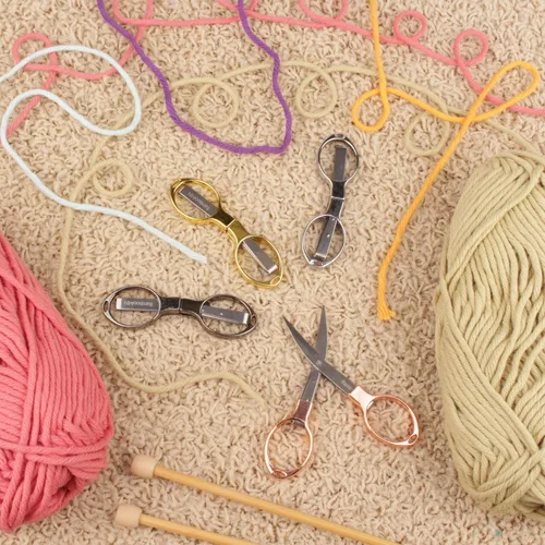 Miniatura 5 de JubileeYarn - Tijeras plegables de metal, oro rosa, 1 tijera