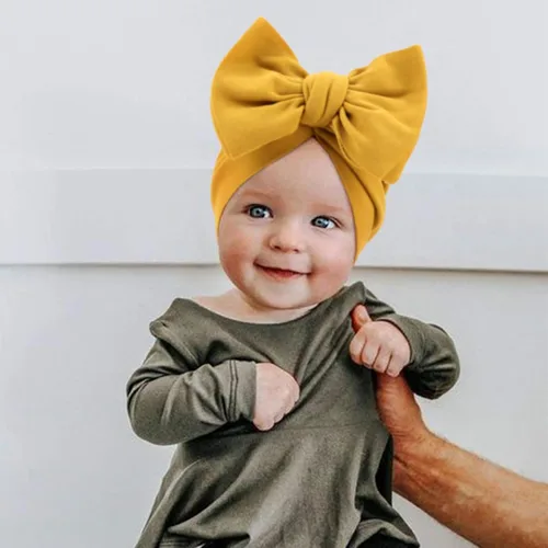 Miniatura 3 de DRESHOW BQUBO - Gorro de turbante para bebé, gorro con nudo de lazo, suave y lindo gorro de guardería