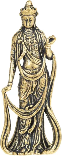 Miniatura 11 de FENGSHUI-CAISHEN Pequeña estatua de cobre Guan Yin, hecha a mano para meditar la decoración zen, pequeña figura de Quan Yin, Baby Kwan Yin