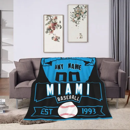 Miniatura 12 de Manta personalizada para fanáticos de la cama, regalo de béisbol, ciudad, invierno, verano, manta de forro polar con nombre y número personalizados