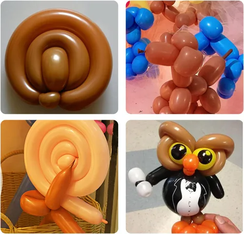 Miniatura 7 de 100 globos mágicos largos de látex grueso de 260Q para modelar con forma de animal, cumpleaños, payasos (marrón)