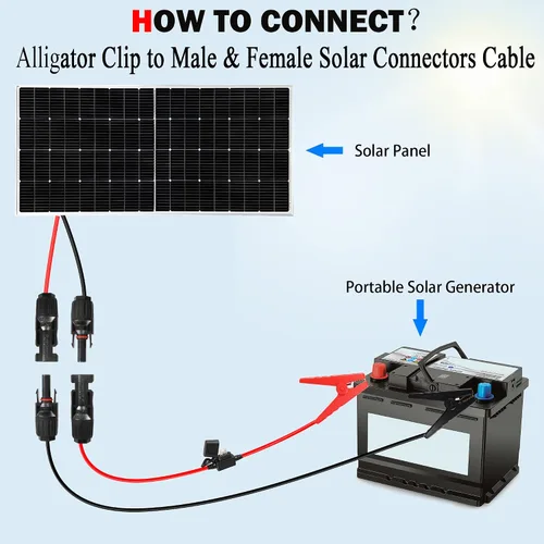 Miniatura 5 de QIANRENON Cable de conector de panel solar 12AWG Conector de panel solar a clip de batería, cable de extensión de cocodrilo a conectores solares