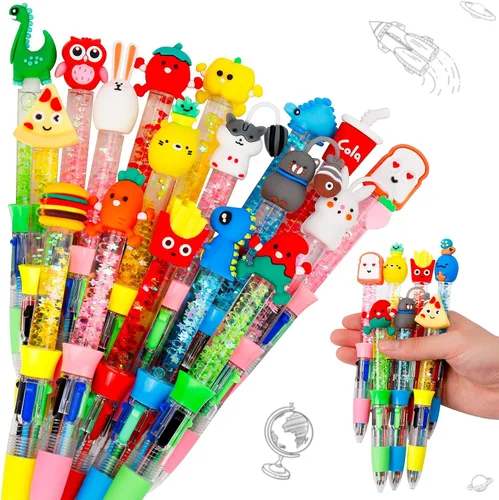 Miniatura 9 de CZWZ 8 piezas de bolígrafos de cuentas navideños, bolígrafos de plástico con cuentas y cuentas de silicona multicolor, bolígrafos navideños