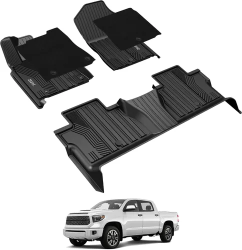 Miniatura 16 de Alfombrillas de Piso 3W Compatibles con Toyota Tundra 2014-2021 (Solo para Cabina CrewMax), Revestimiento de Piso de TPE para Todo Clima con Ajuste