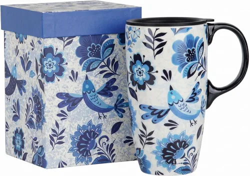 Miniatura 10 de Topadorn Taza de café de cerámica de 17 onzas con tapa y caja de regalo, taza inspiradora de mariposa de acuarela, taza de té de porcelana floral B